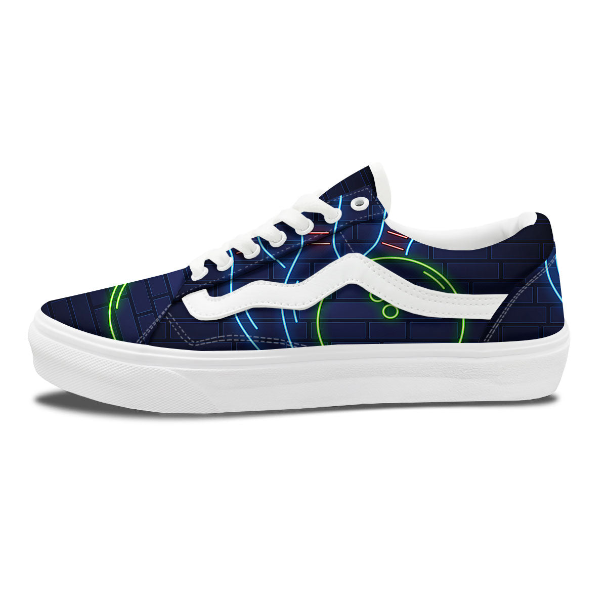 Light Up Bowling Pins Print Skate Shoes-grizzshop