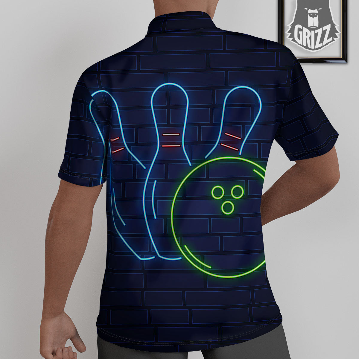 Light Up Bowling Pins Print Untucked Shirts-grizzshop