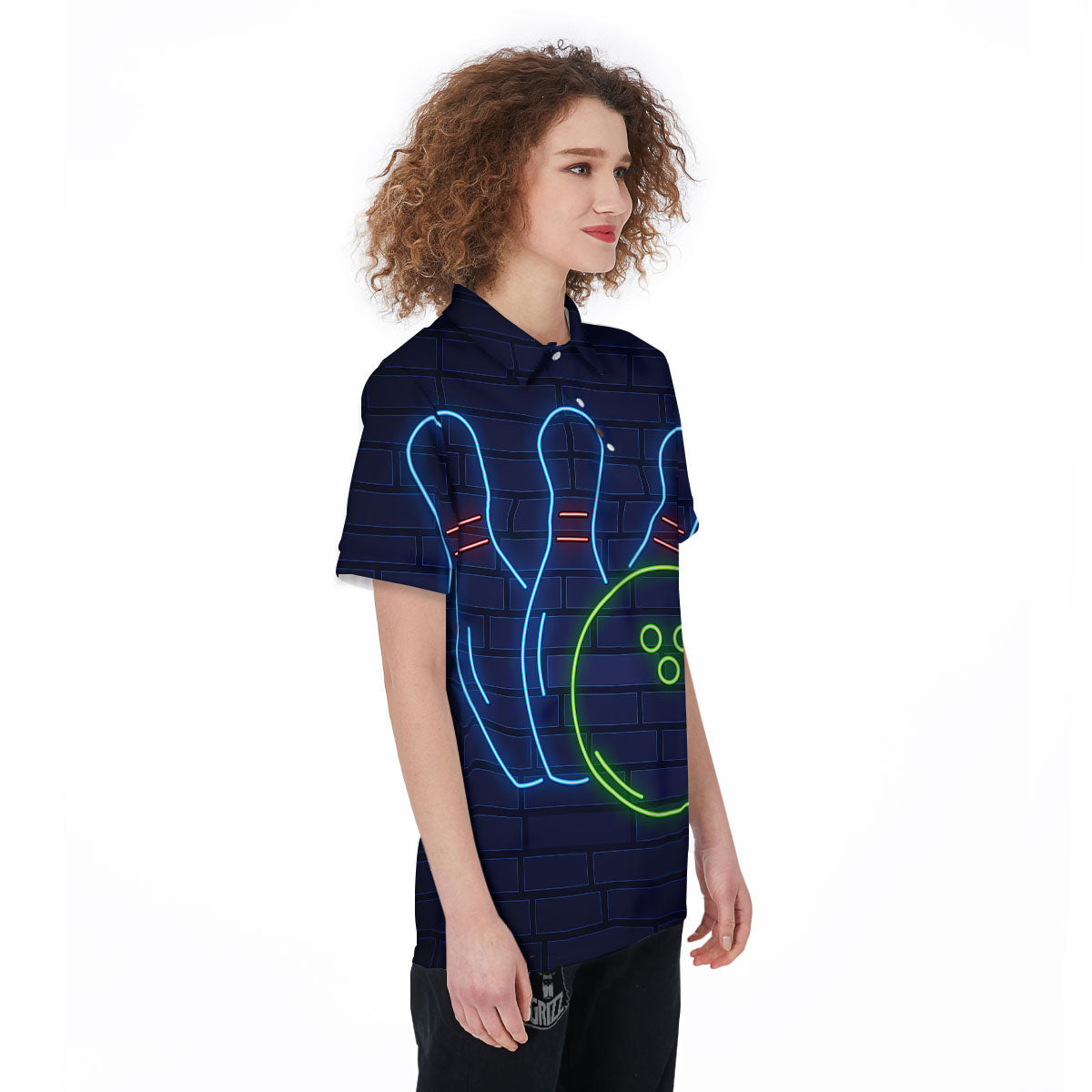 Light Up Bowling Pins Print Women's Golf Shirts-grizzshop