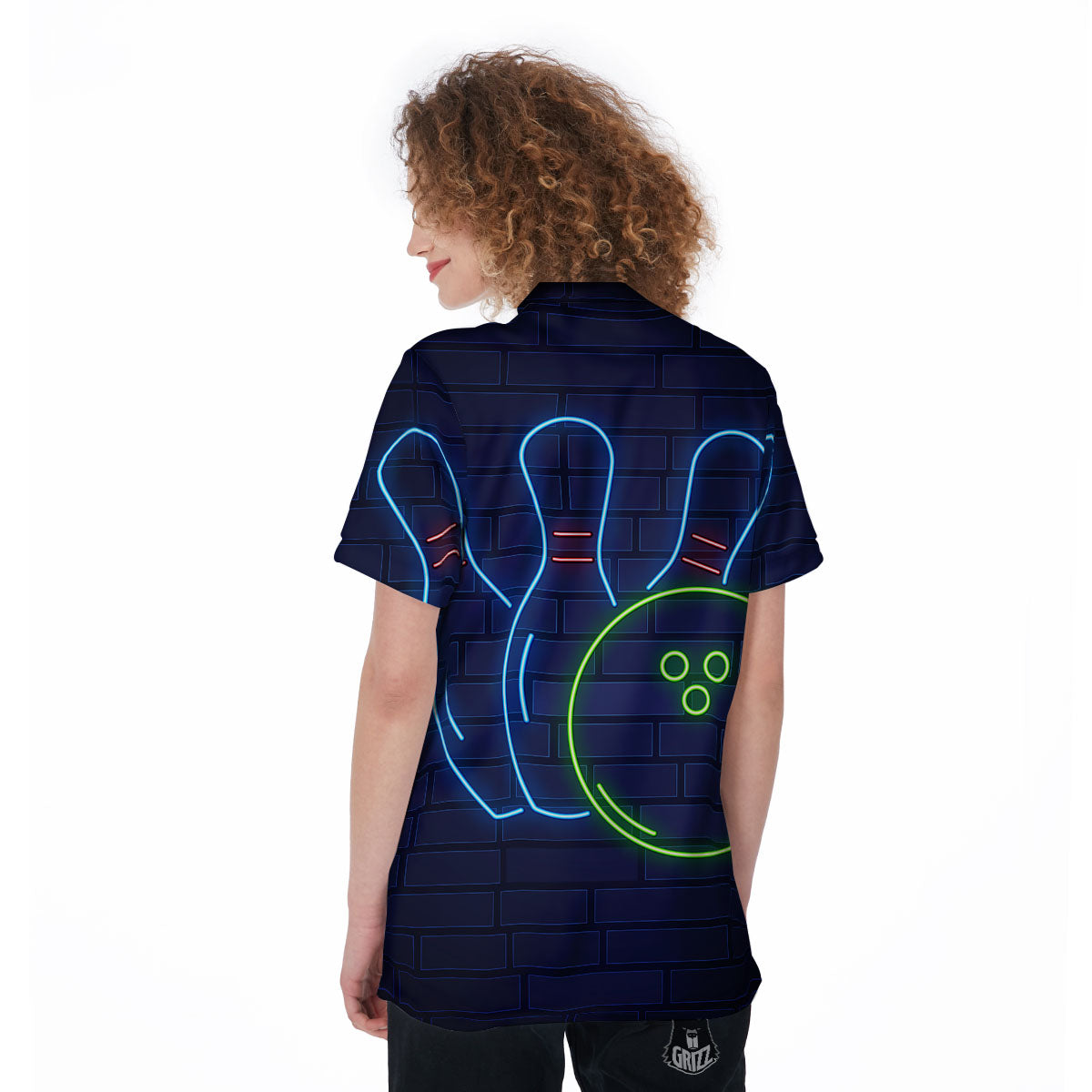 Light Up Bowling Pins Print Women's Golf Shirts-grizzshop