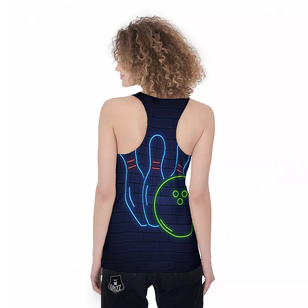 Light Up Bowling Pins Print Women's Racerback Tank Top-grizzshop