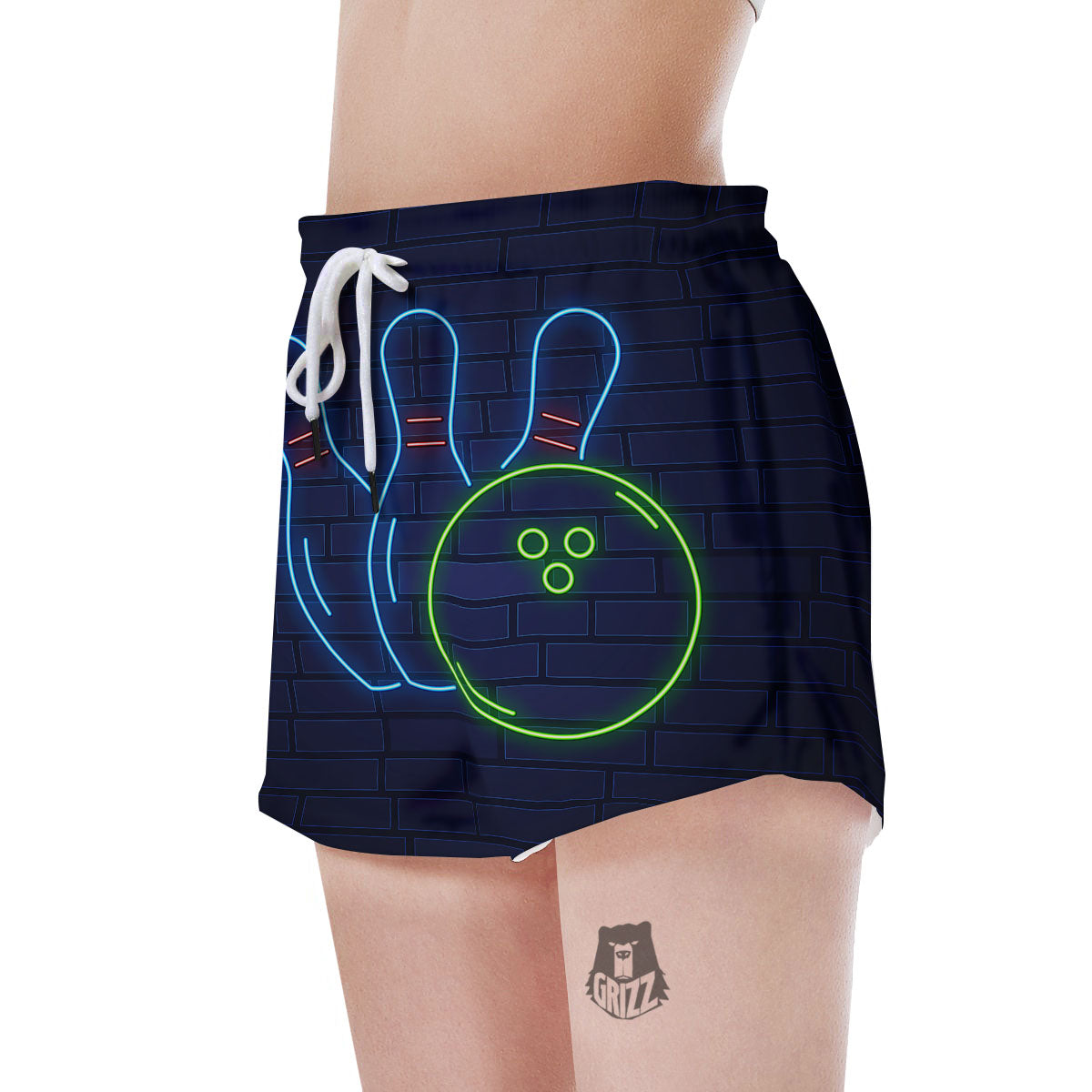 Light Up Bowling Pins Print Women's Shorts-grizzshop