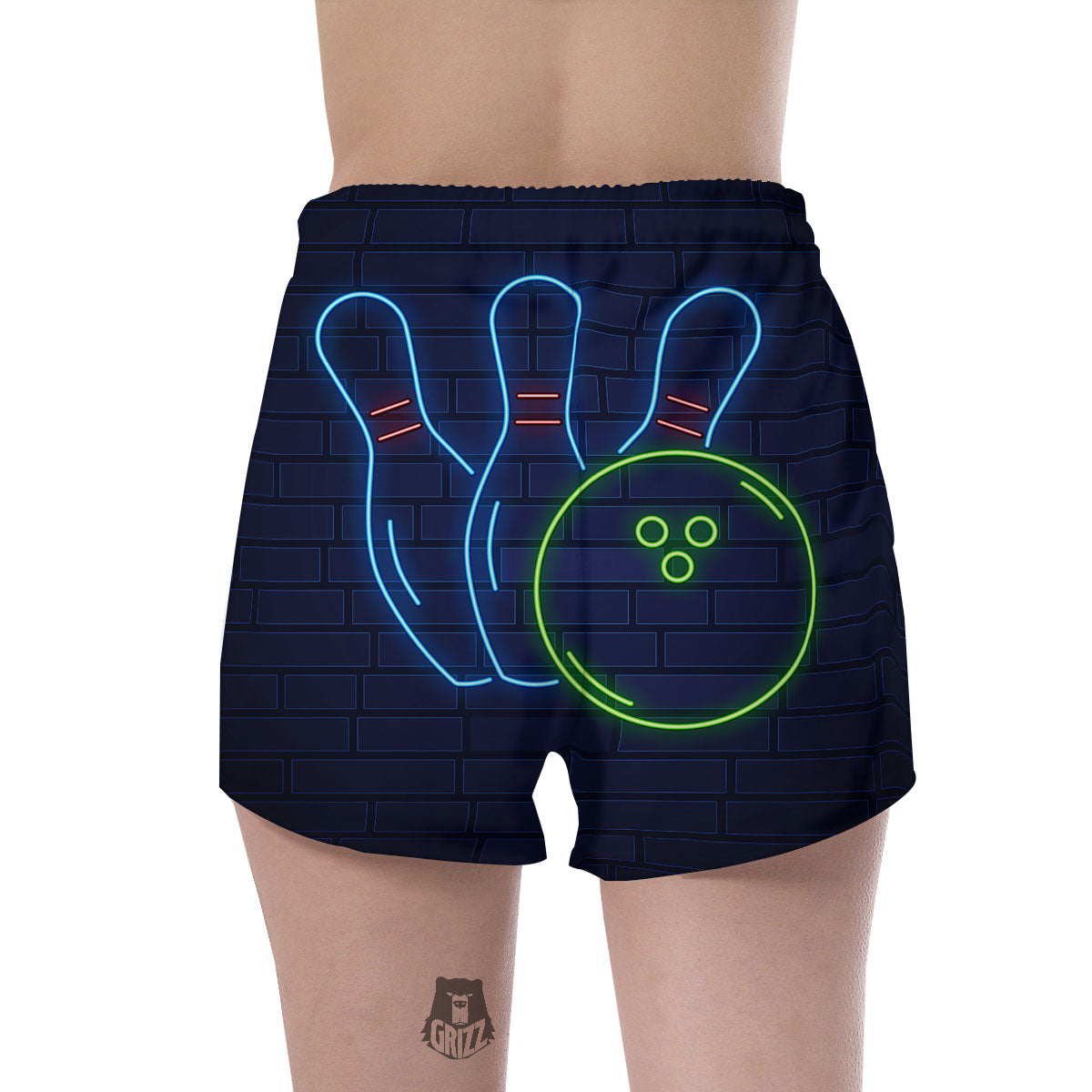 Light Up Bowling Pins Print Women's Shorts-grizzshop