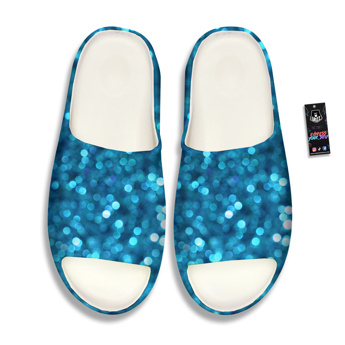 Light Blue Sparkle Print Sandals-grizzshop