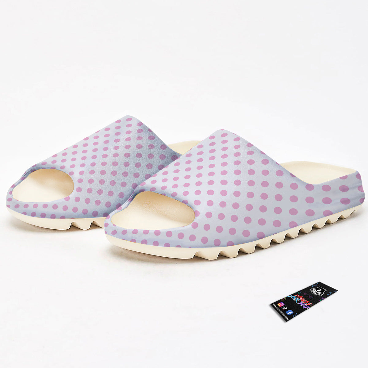 Light Pink Dots And White Print Pattern Sandals-grizzshop