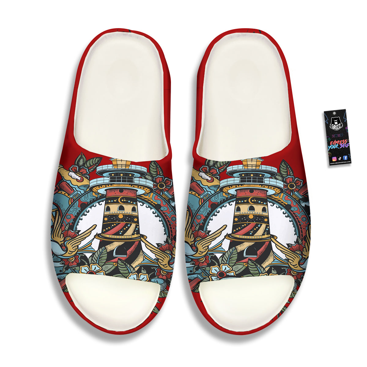 Lighthouse Sea Adventure Tattoo Print Sandals-grizzshop