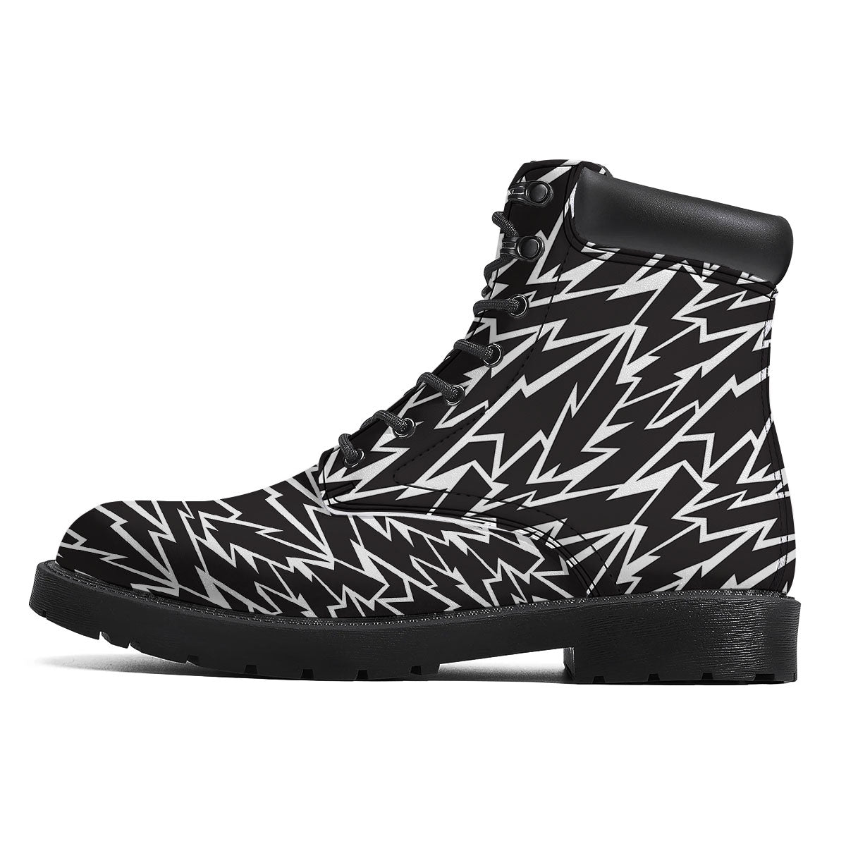 Lightning Black And White Print Pattern Boots-grizzshop