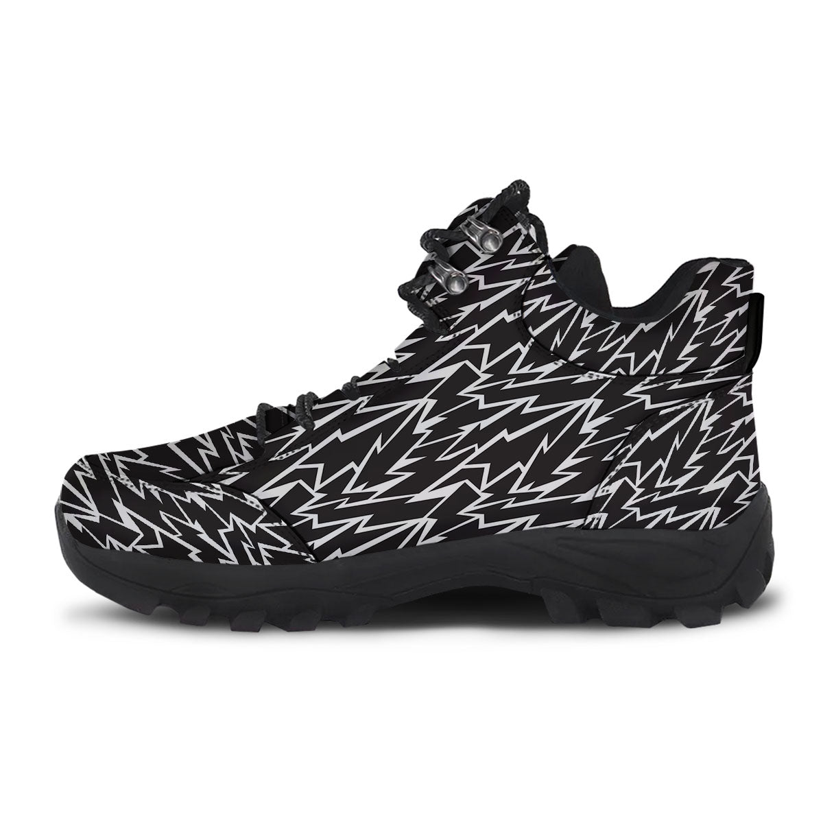 Lightning Black And White Print Pattern Hiking Shoes-grizzshop