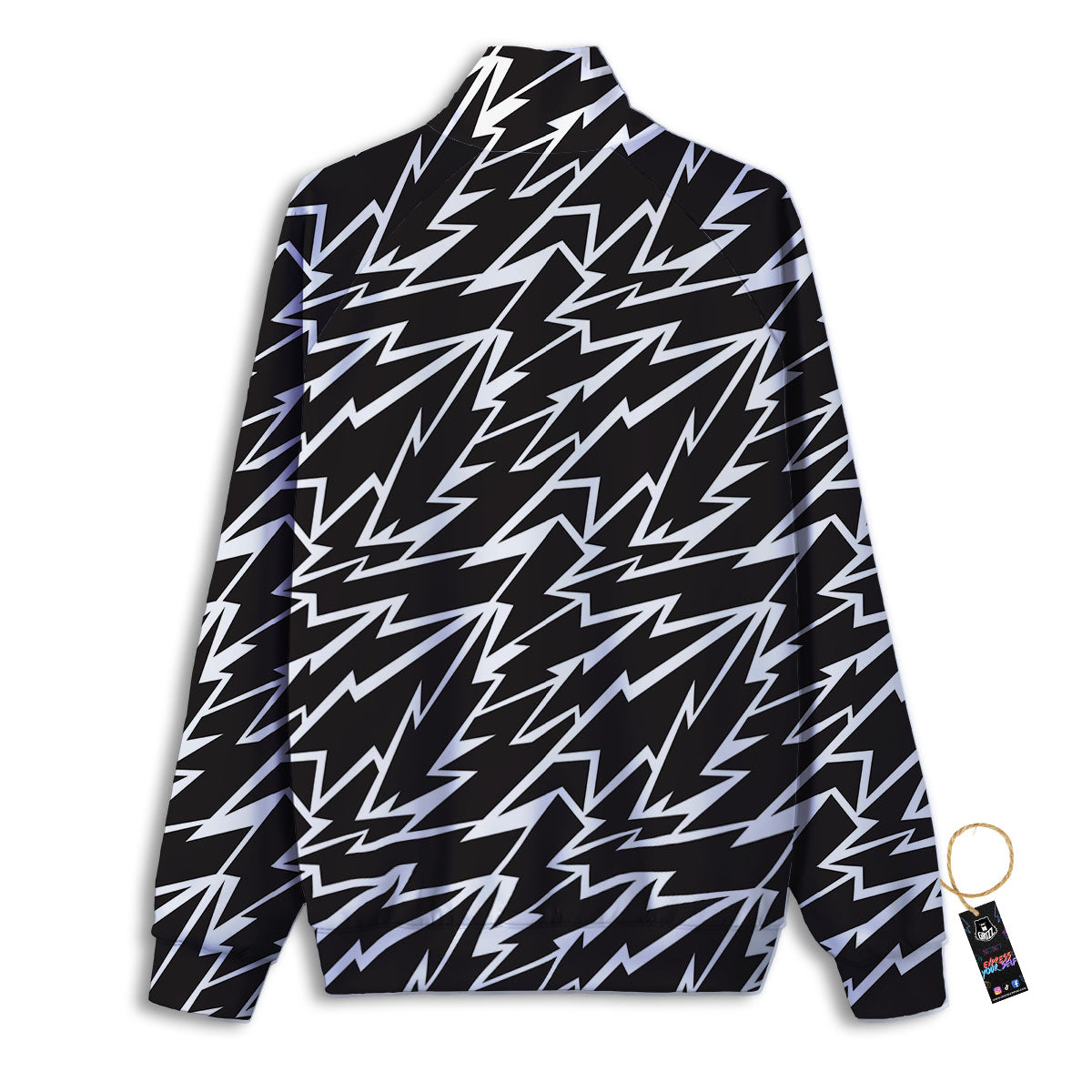 Lightning Black And White Print Pattern Track Jacket-grizzshop