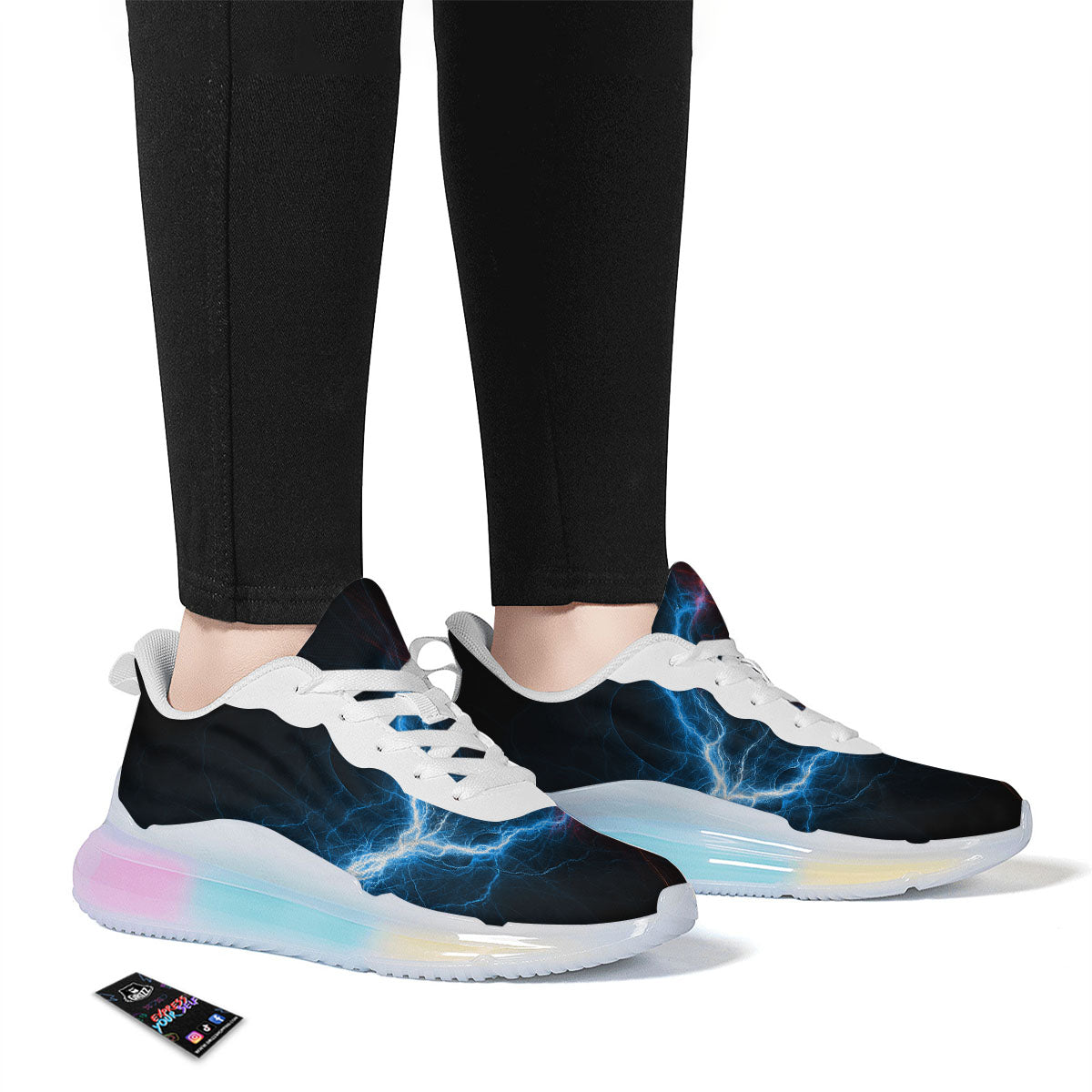 Lightning Blue And Red Print Running Sneakers-grizzshop