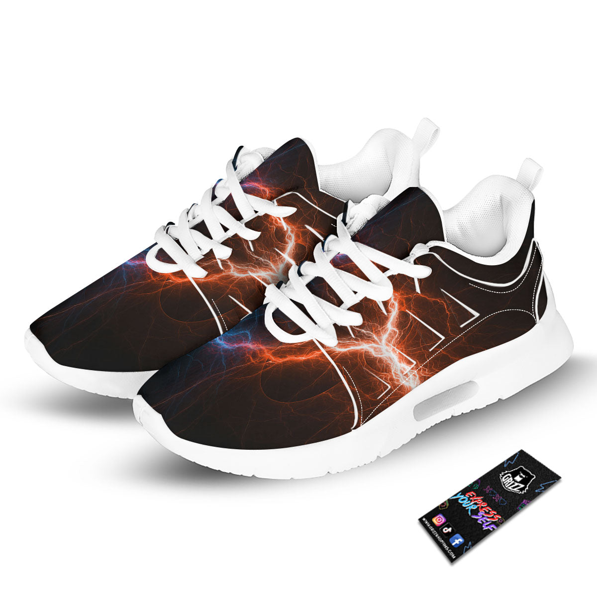 Lightning Blue And Red Print Tennis Shoes-grizzshop