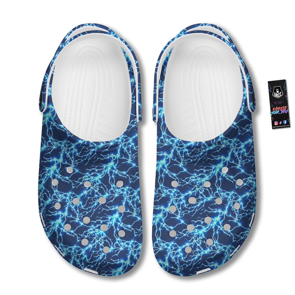 Lightning Blue Electric Print Clog-grizzshop