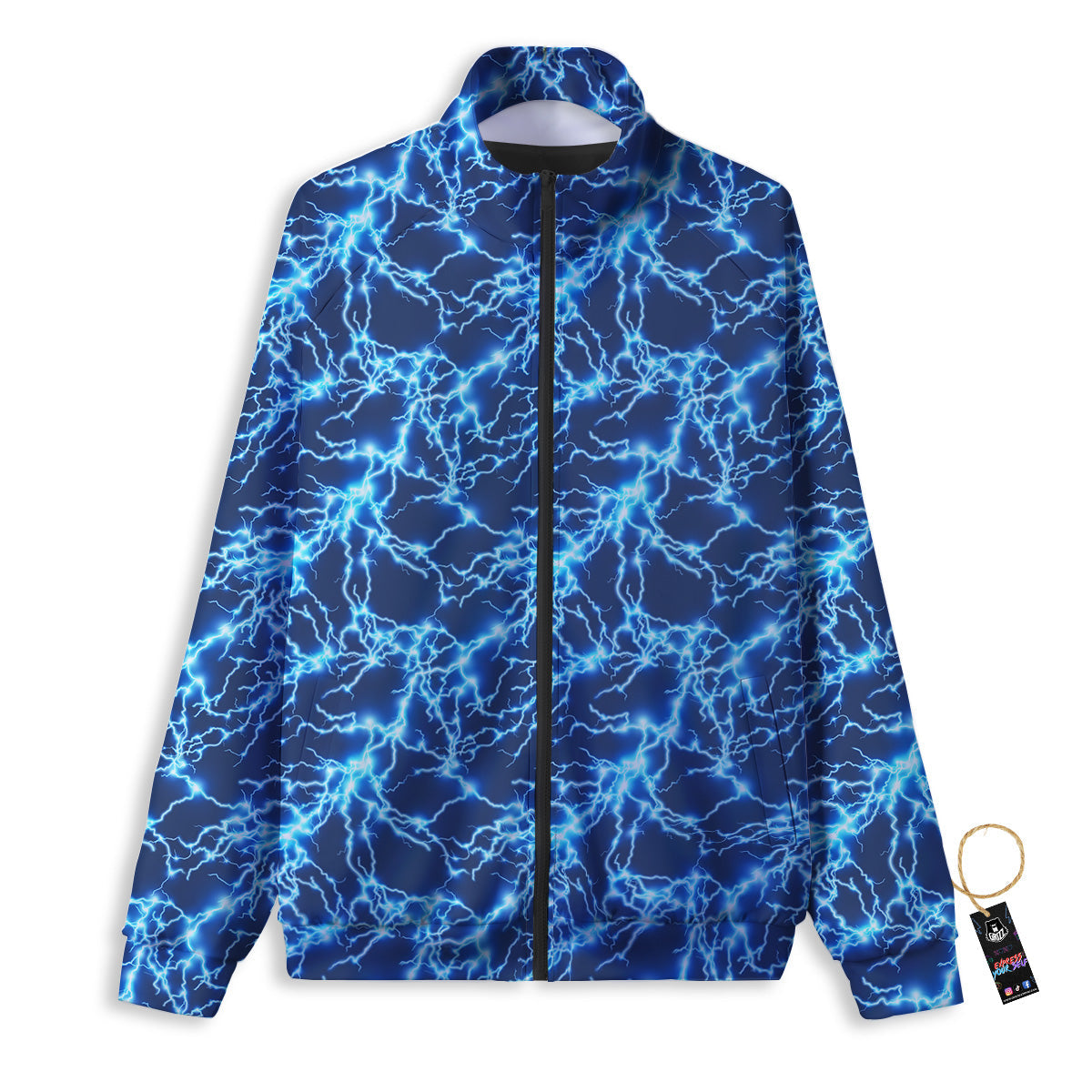 Lightning Blue Electric Print Track Jacket-grizzshop