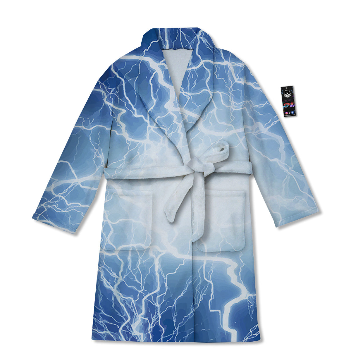 Lightning Blue Print Bathrobe-grizzshop