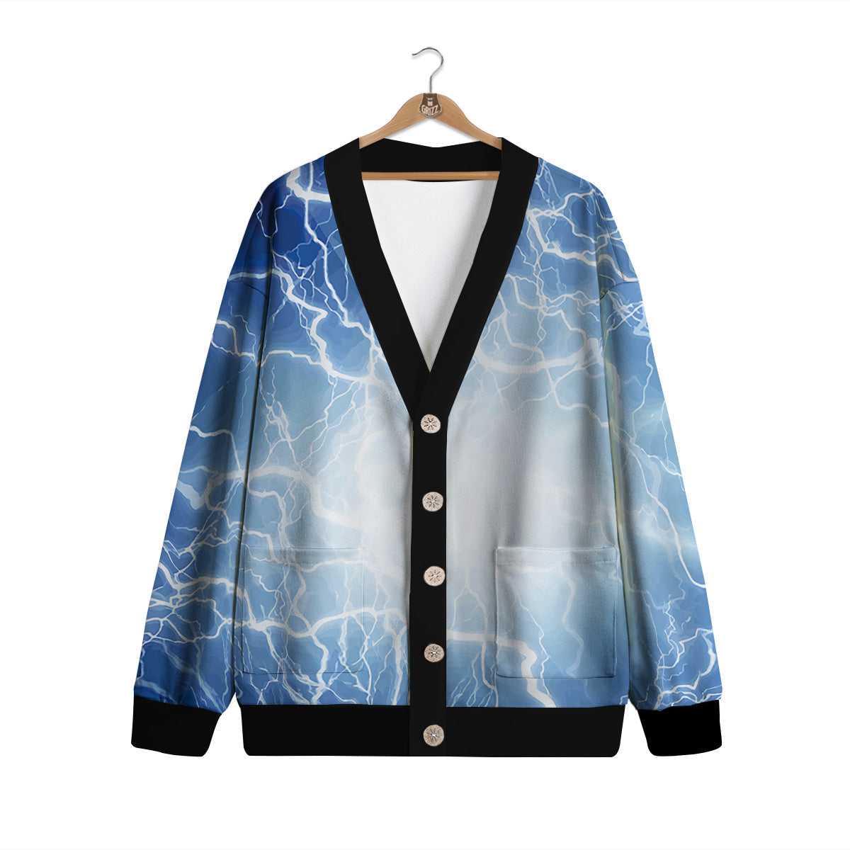 Lightning Blue Print Cardigan-grizzshop
