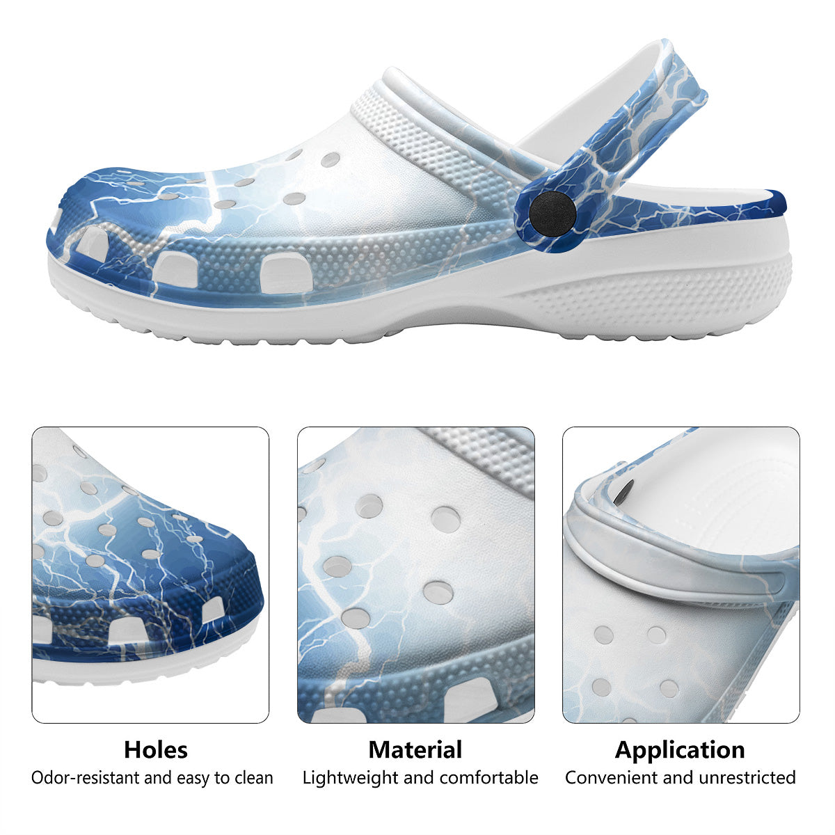 Lightning Blue Print Clog-grizzshop