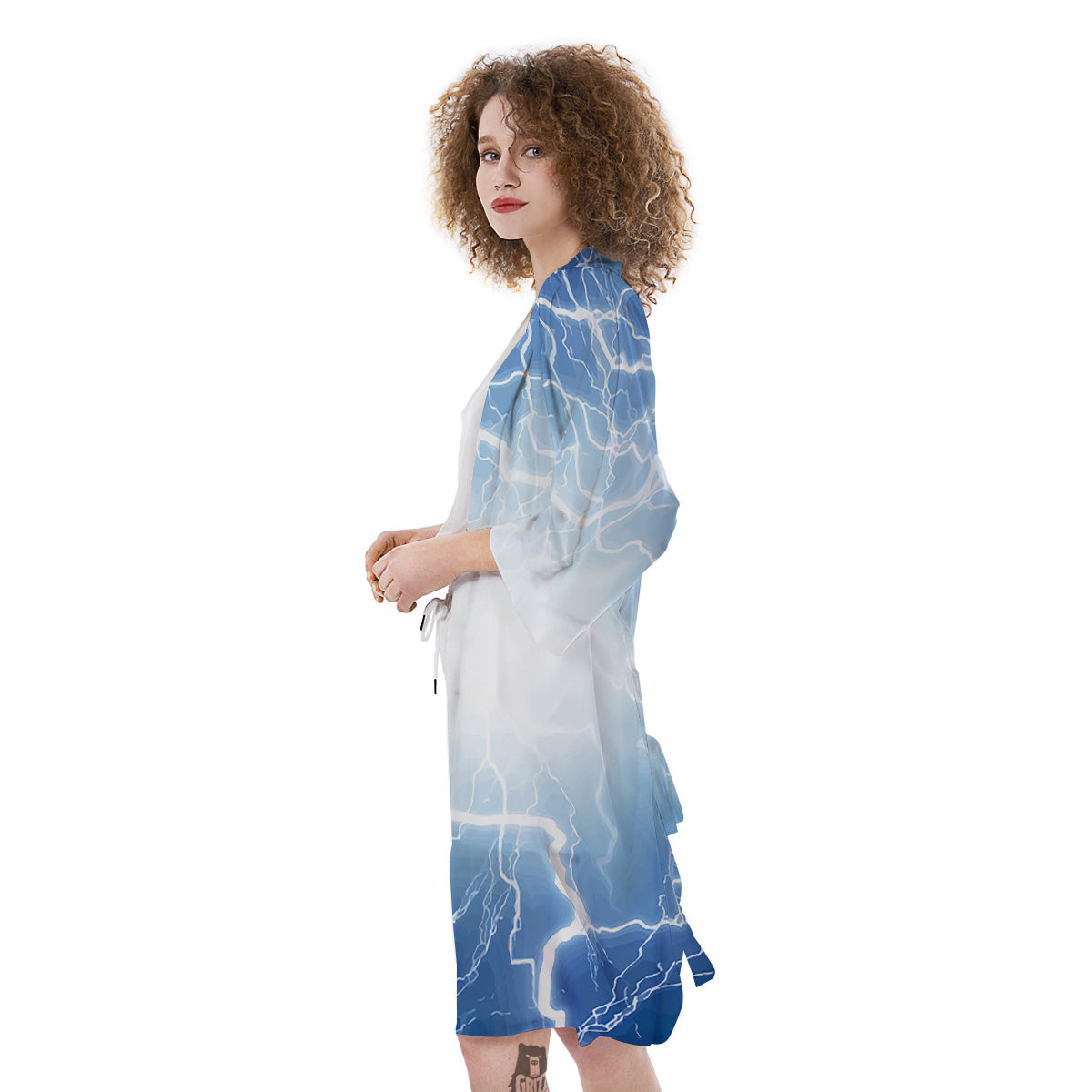 Lightning Blue Print Kimono-grizzshop