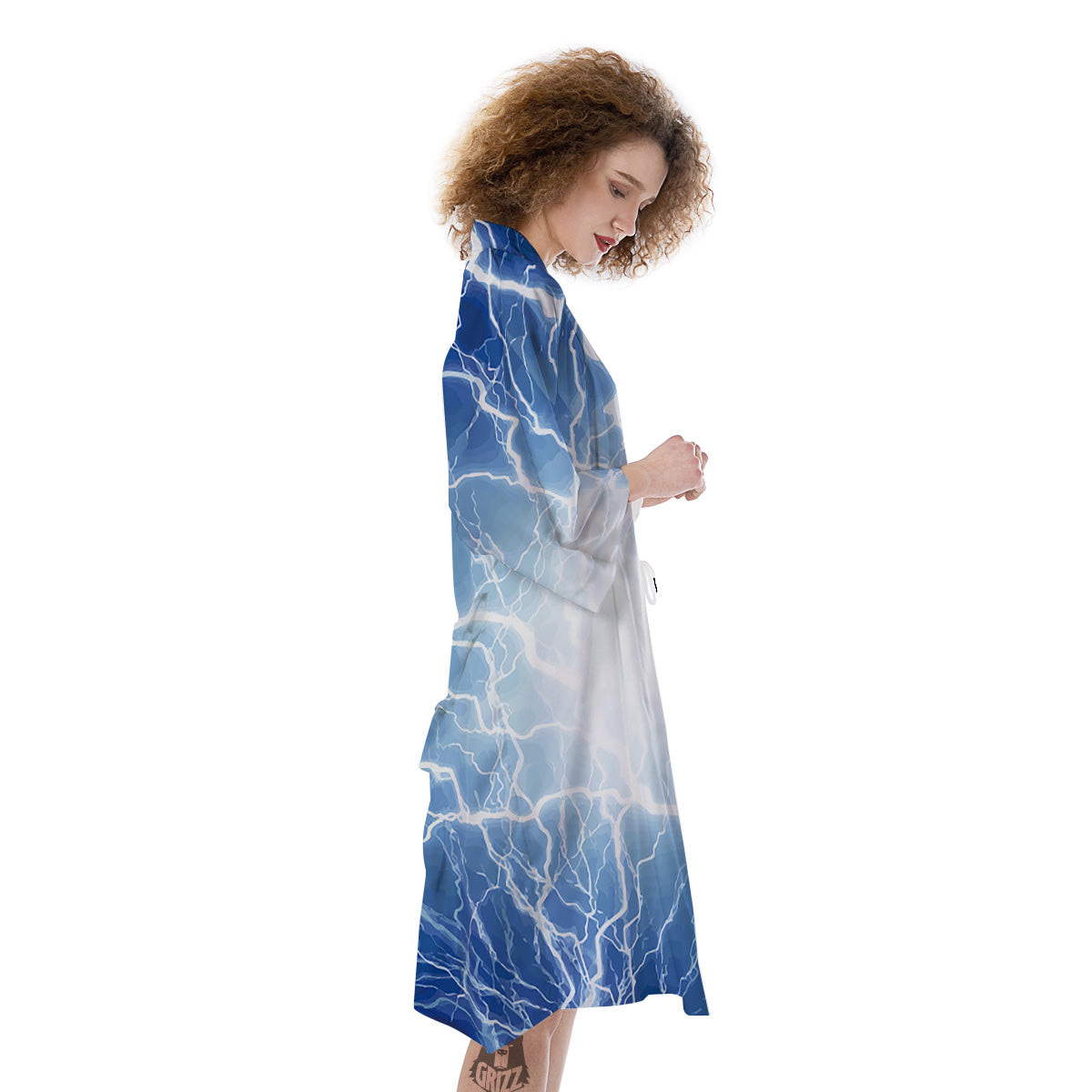 Lightning Blue Print Kimono-grizzshop