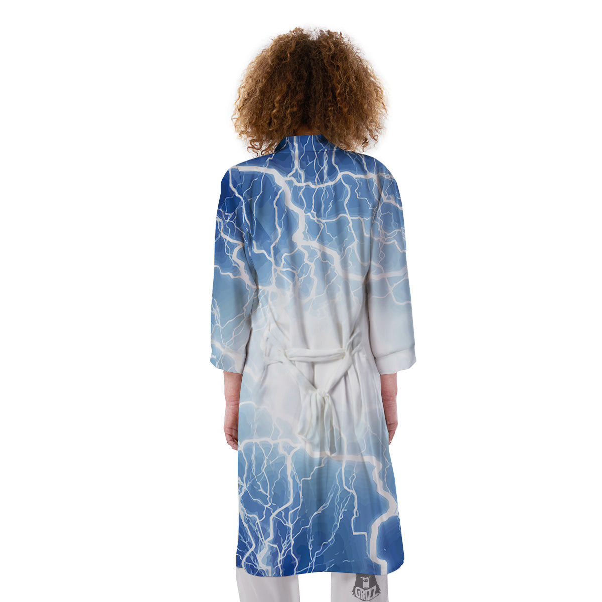 Lightning Blue Print Kimono-grizzshop