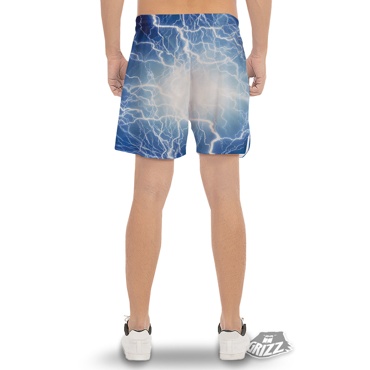 Lightning Blue Print Men's Gym Shorts-grizzshop