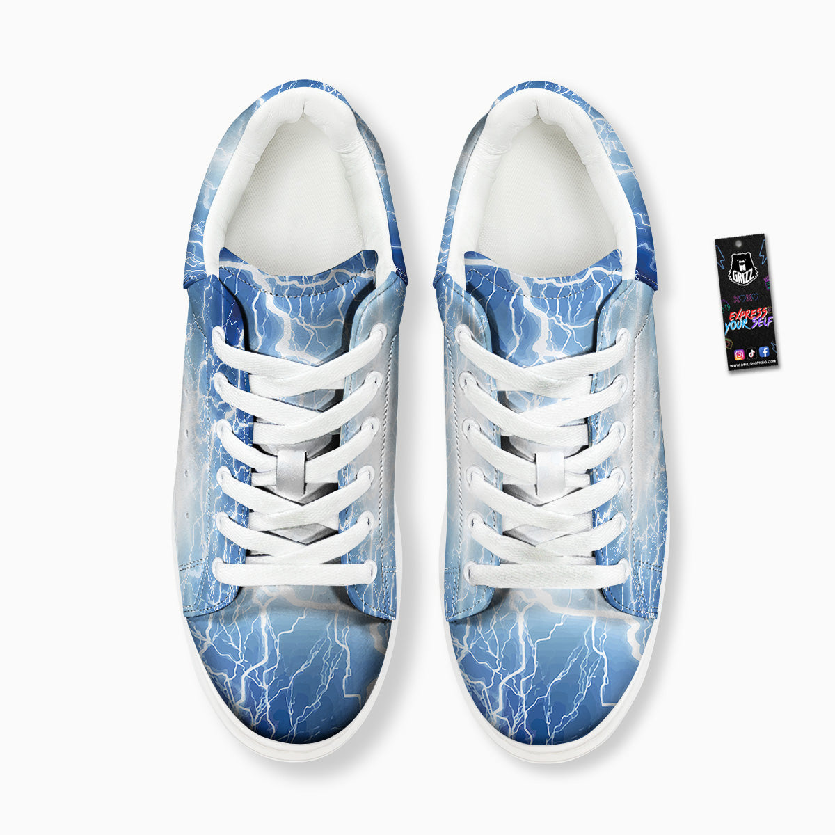 Lightning Blue Print Platform Shoes-grizzshop