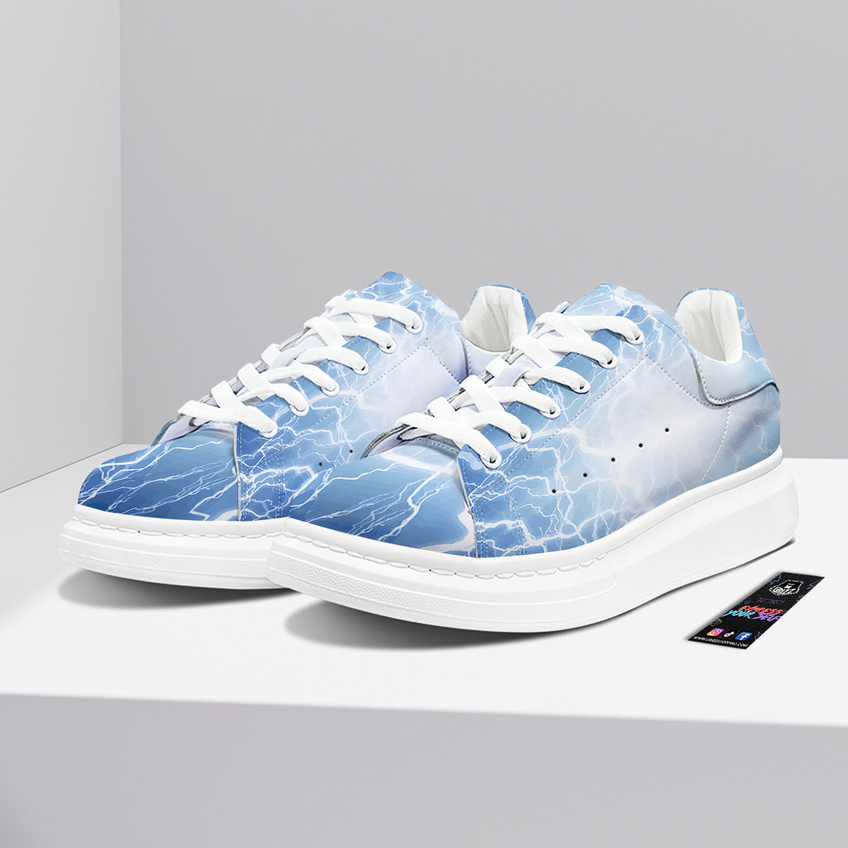 Lightning Blue Print Platform Shoes-grizzshop