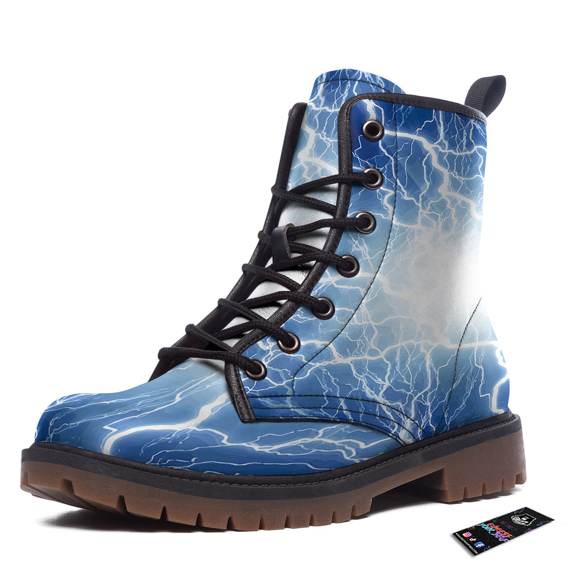 Lightning Blue Print Work Boots-grizzshop