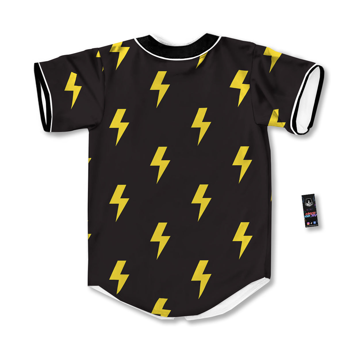 Lightning Bolts Yellow Print Pattern Baseball Jersey-grizzshop