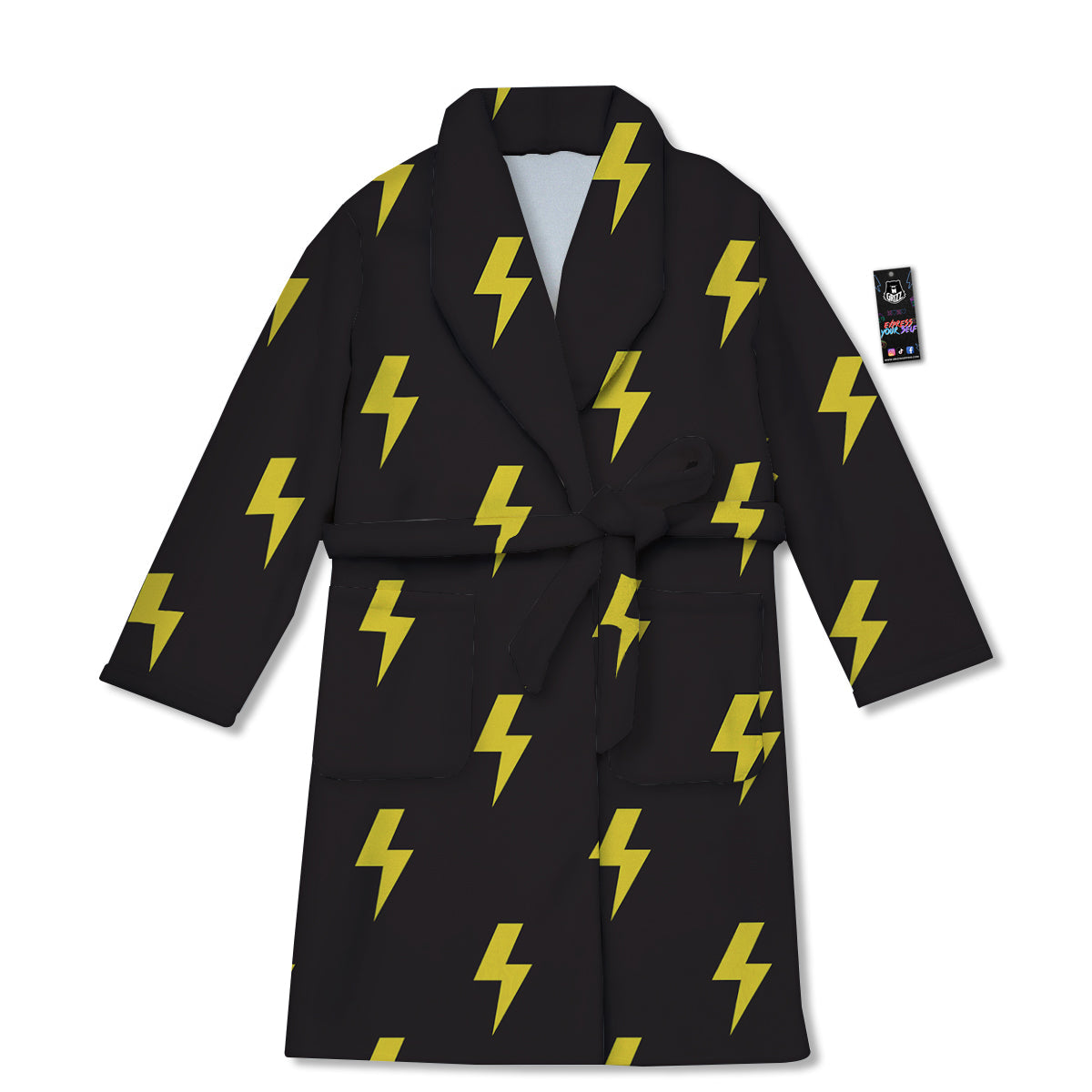 Lightning Bolts Yellow Print Pattern Bathrobe-grizzshop