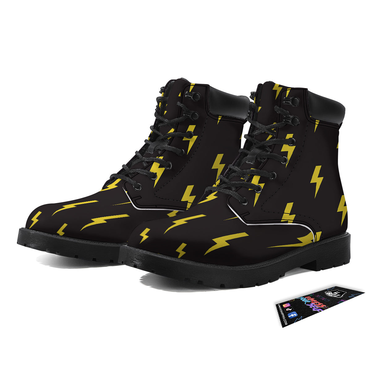 Lightning Bolts Yellow Print Pattern Boots-grizzshop
