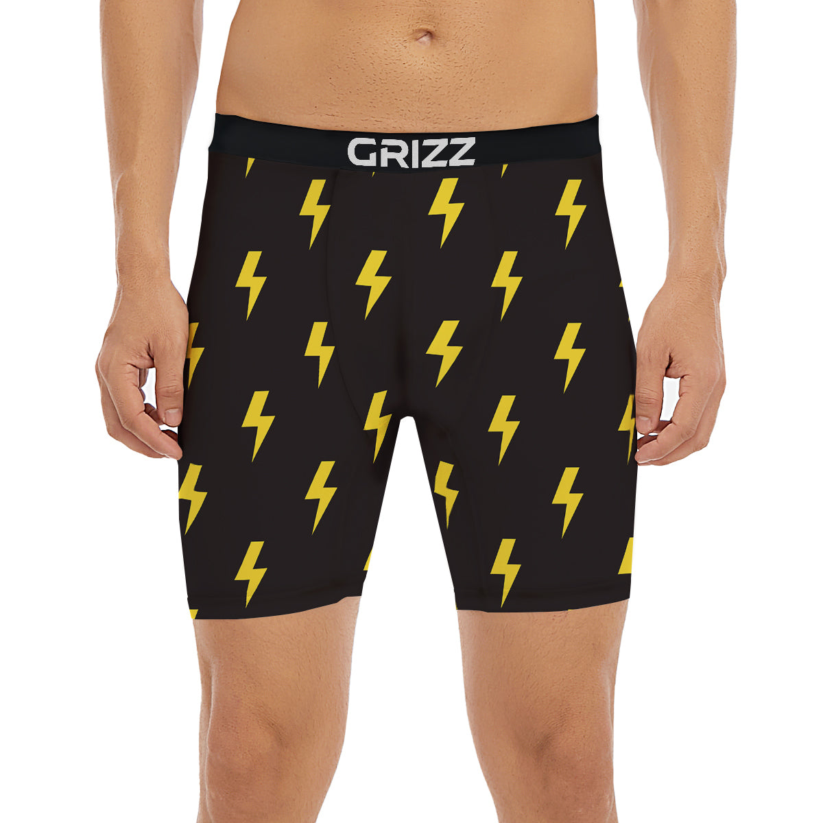 Lightning Bolts Yellow Print Pattern Boxer Briefs-grizzshop