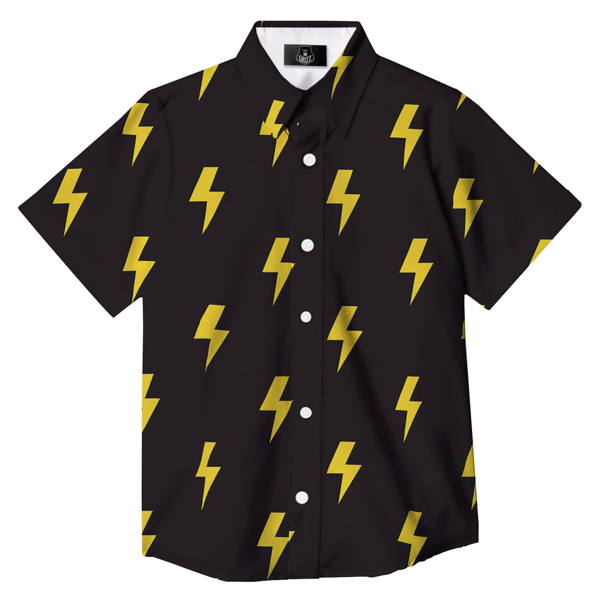 Lightning Bolts Yellow Print Pattern Button Up Shirt-grizzshop