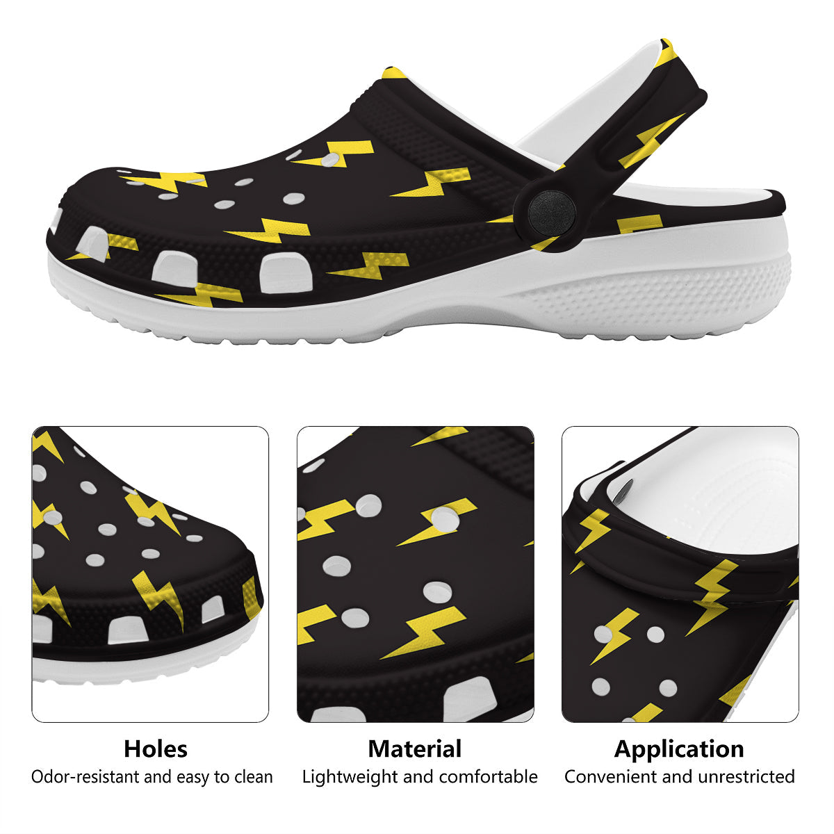 Lightning Bolts Yellow Print Pattern Clog-grizzshop