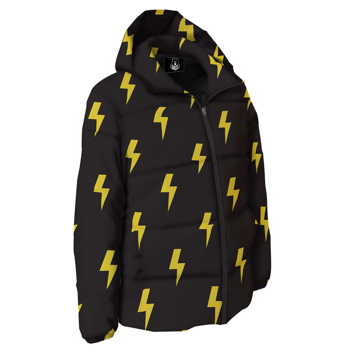 Lightning Bolts Yellow Print Pattern Down Jacket-grizzshop