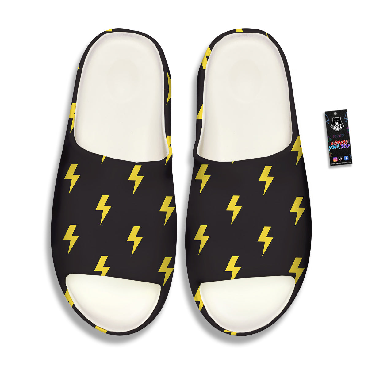Lightning Bolts Yellow Print Pattern Sandals-grizzshop