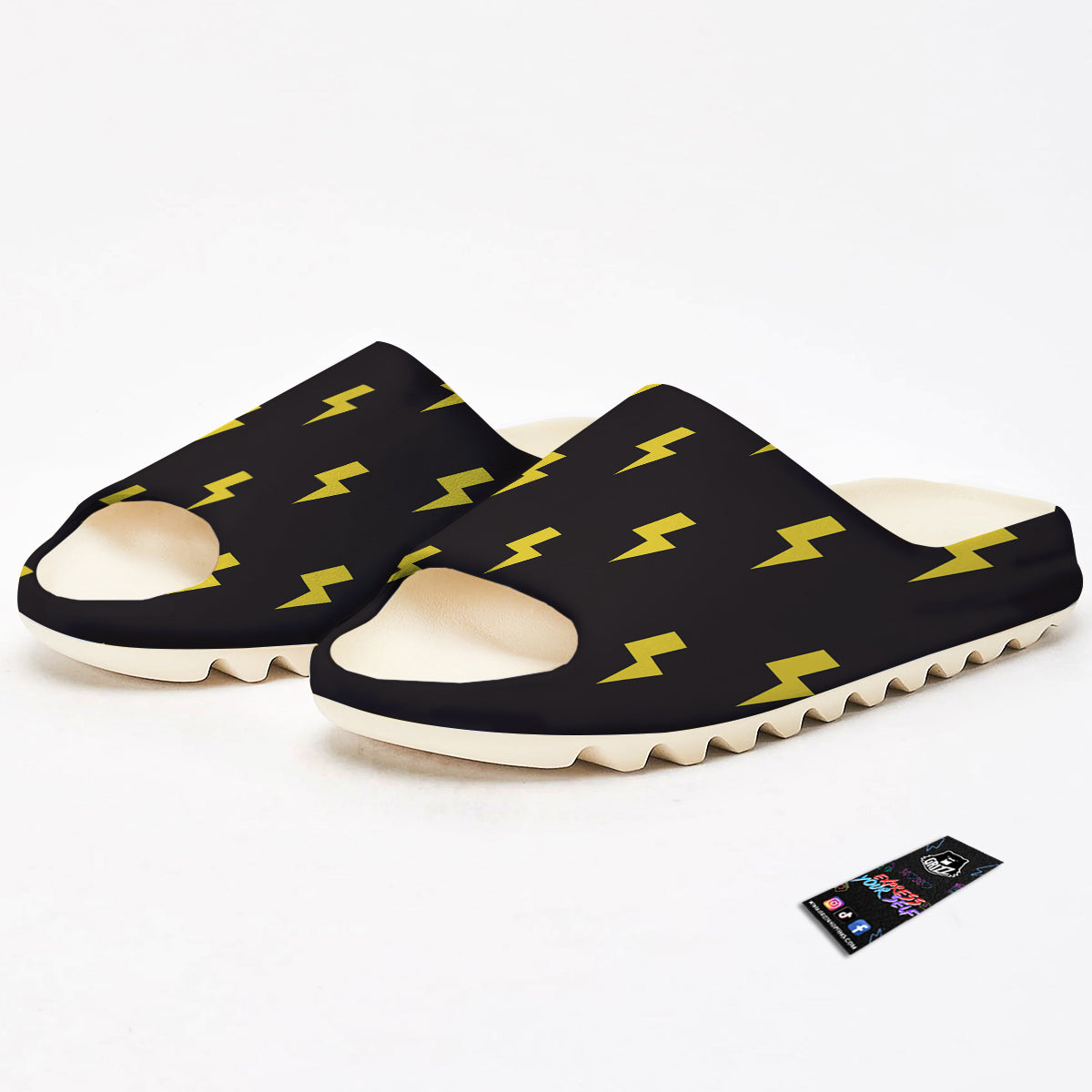Lightning Bolts Yellow Print Pattern Sandals-grizzshop