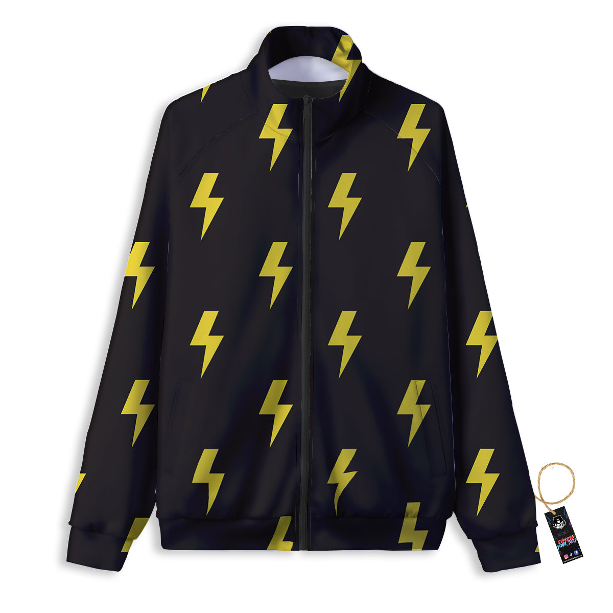 Lightning Bolts Yellow Print Pattern Track Jacket-grizzshop