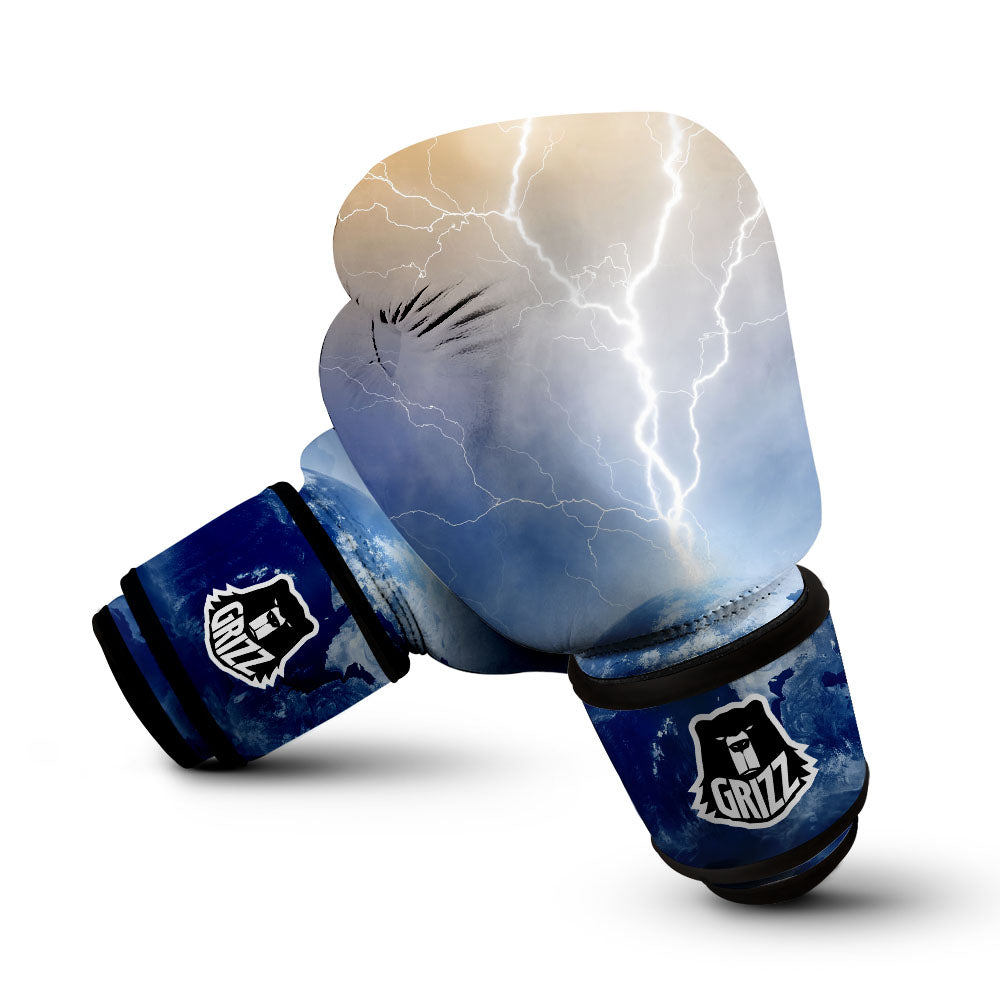 Lightning Destroy Planet Earth Print Boxing Gloves-grizzshop
