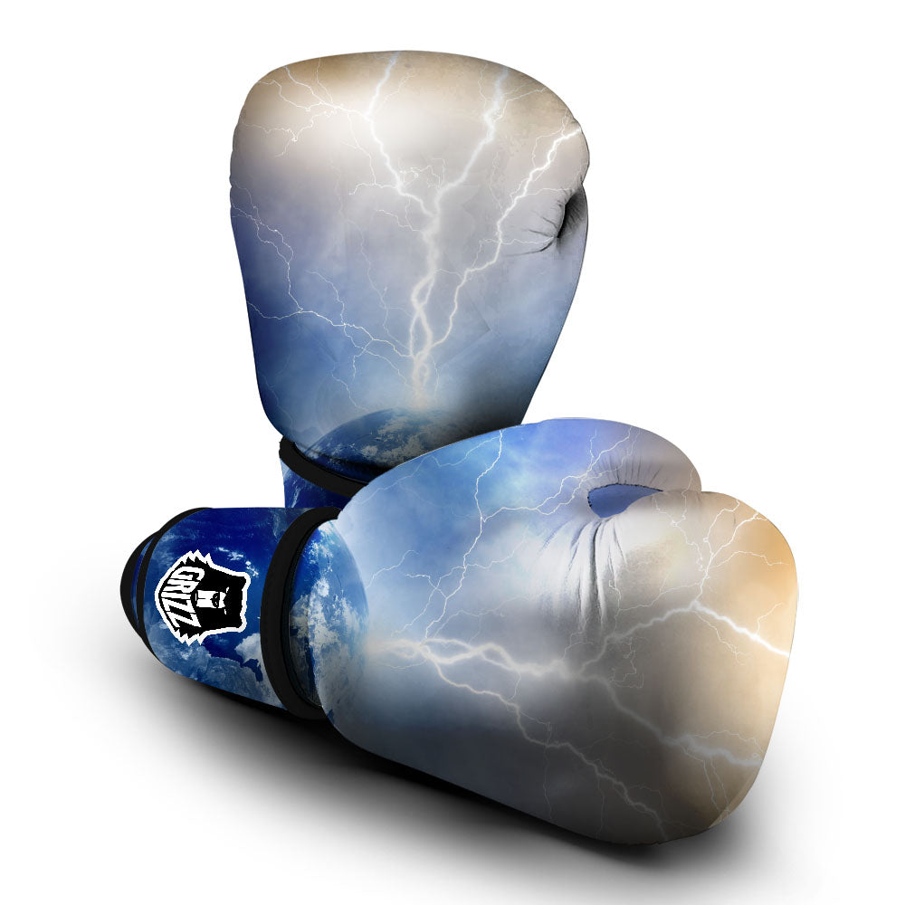 Lightning Destroy Planet Earth Print Boxing Gloves-grizzshop