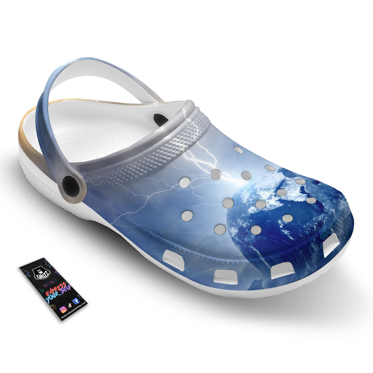 Lightning Destroy Planet Earth Print Clog-grizzshop