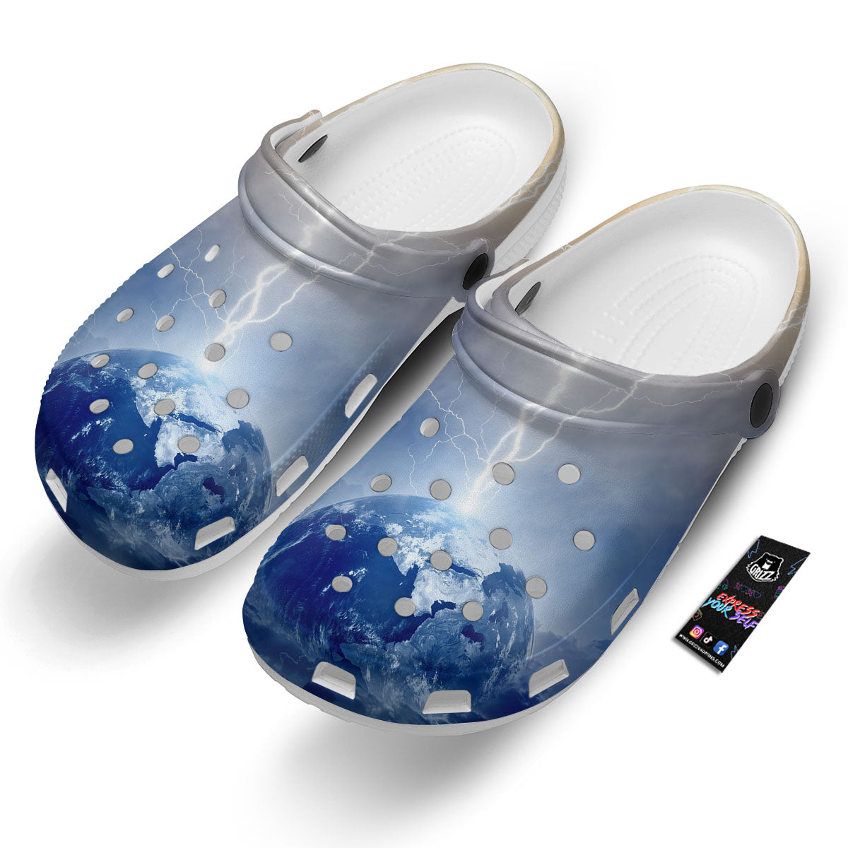 Lightning Destroy Planet Earth Print Clog-grizzshop