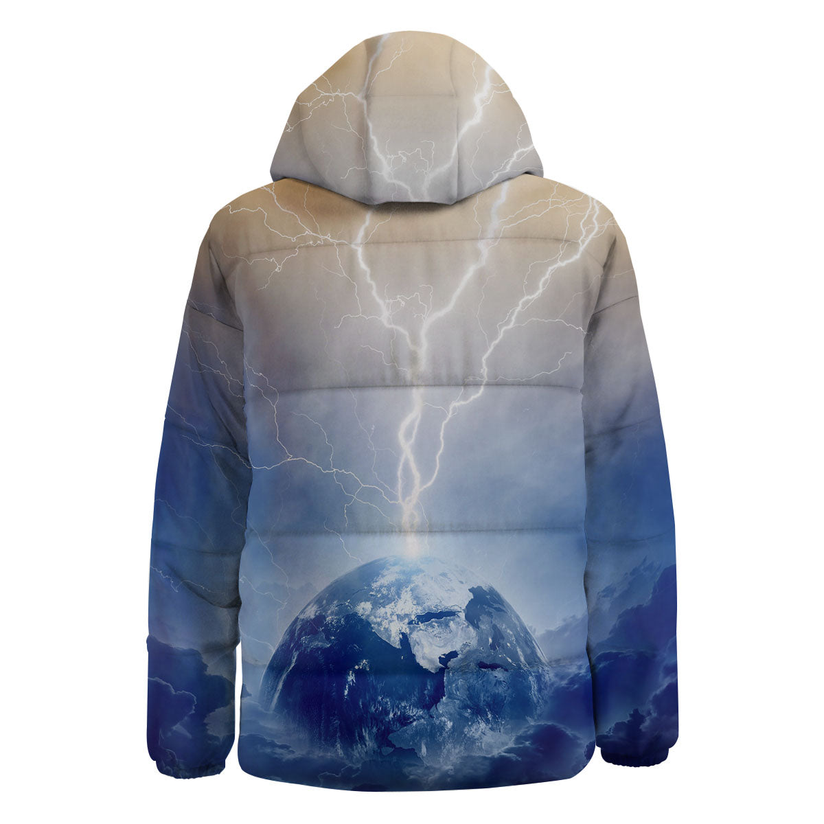 Lightning Destroy Planet Earth Print Down Jacket-grizzshop