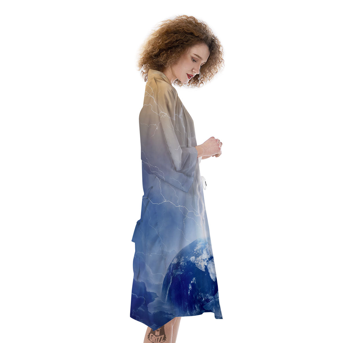 Lightning Destroy Planet Earth Print Kimono-grizzshop