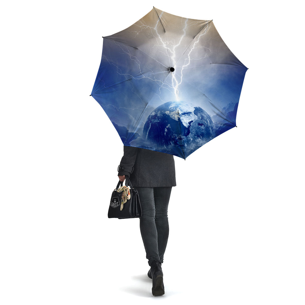Lightning Destroy Planet Earth Print Umbrella-grizzshop