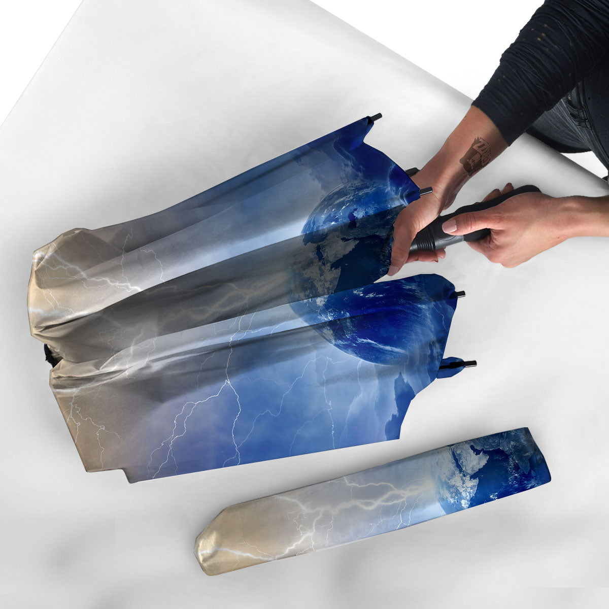 Lightning Destroy Planet Earth Print Umbrella-grizzshop