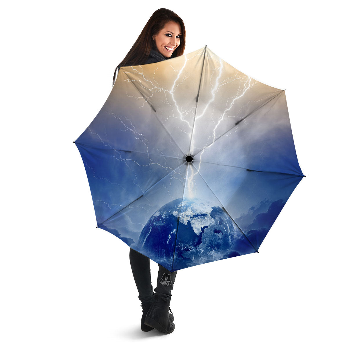 Lightning Destroy Planet Earth Print Umbrella-grizzshop