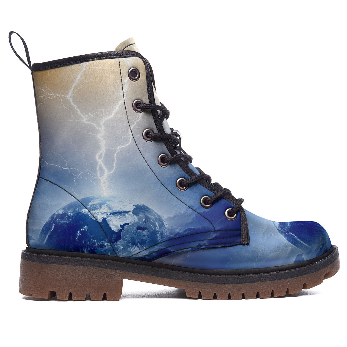 Lightning Destroy Planet Earth Print Work Boots-grizzshop