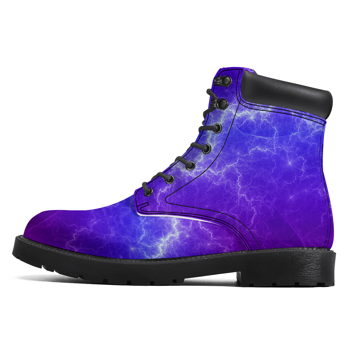 Lightning Purple And Blue Print Boots-grizzshop