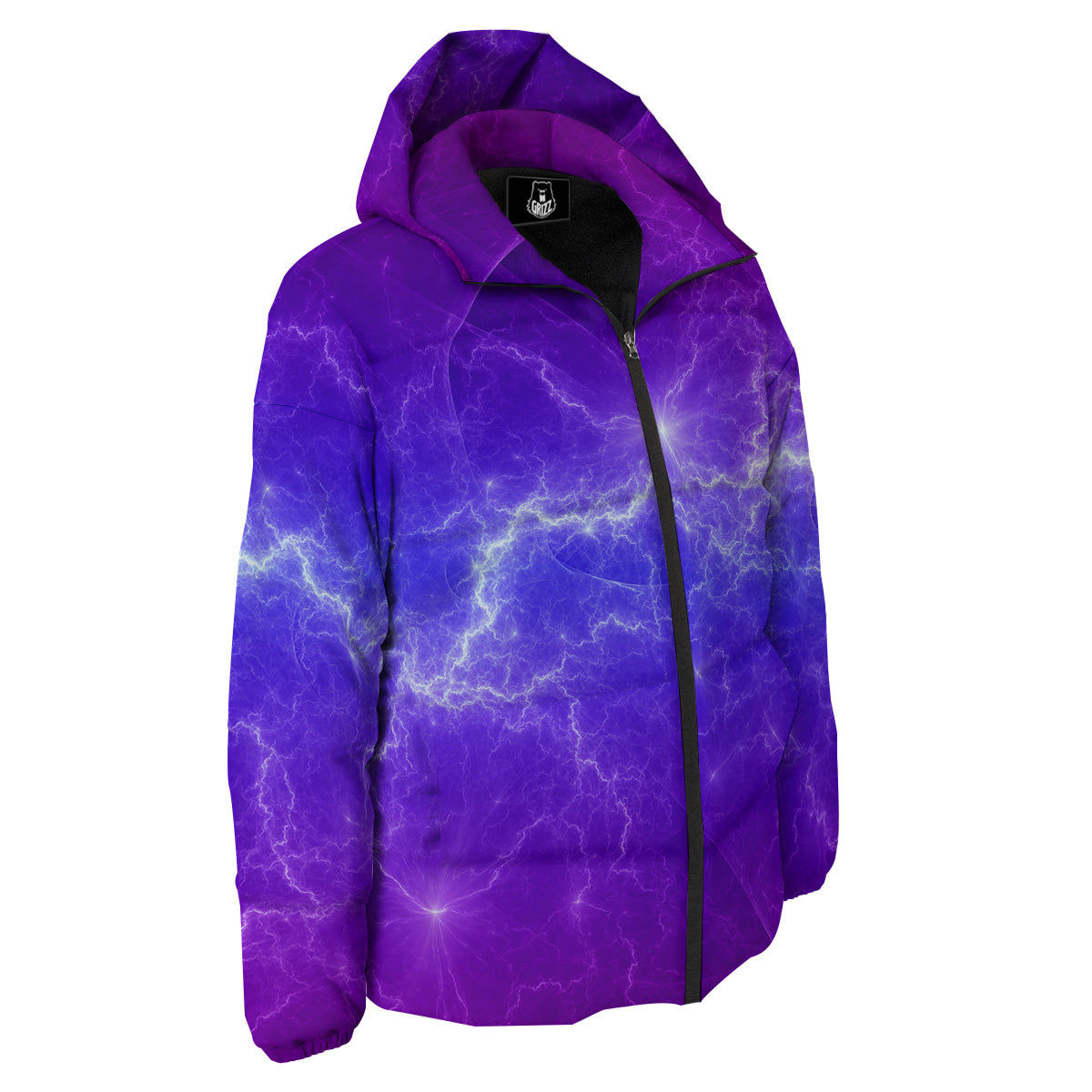 Lightning Purple And Blue Print Down Jacket-grizzshop