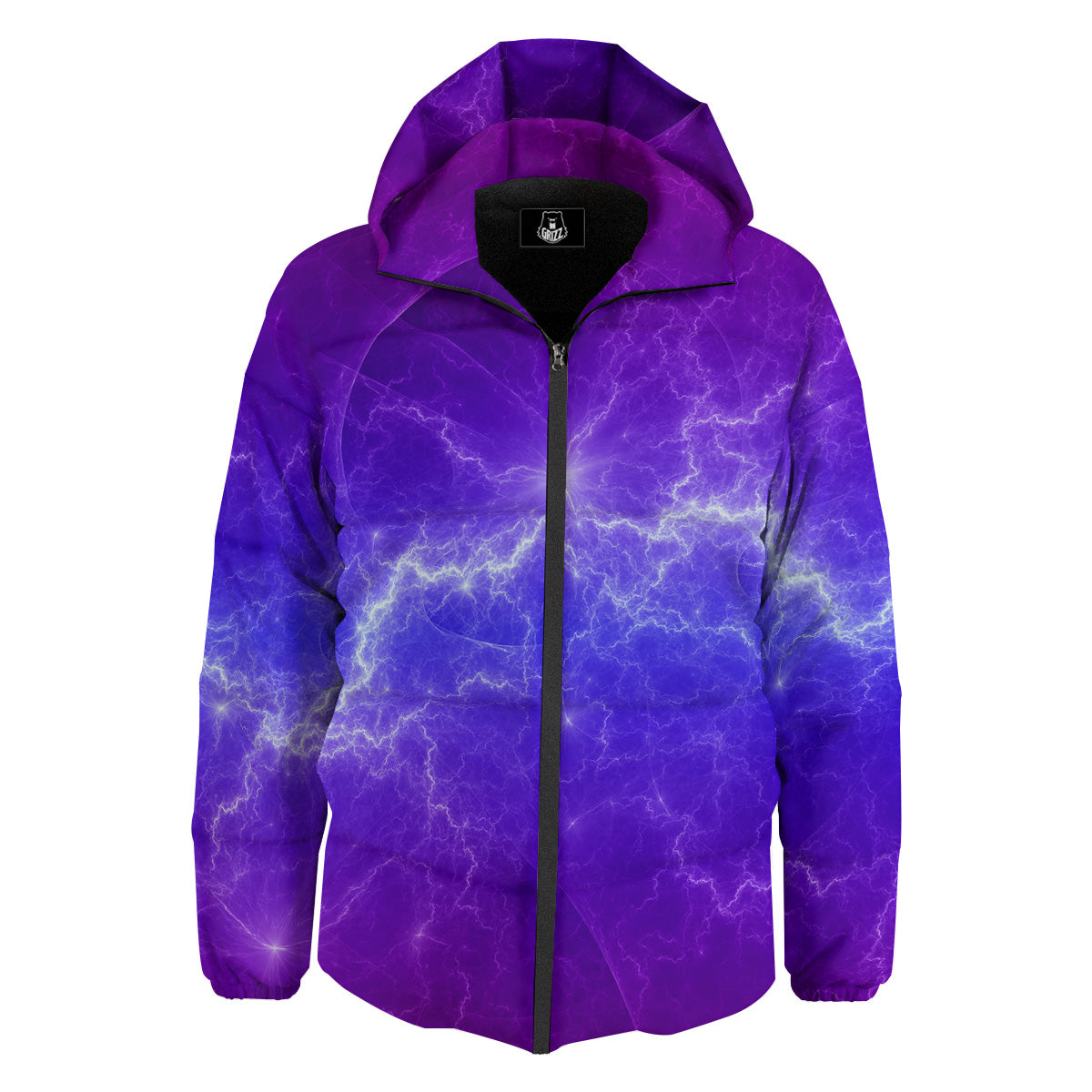 Lightning Purple And Blue Print Down Jacket-grizzshop